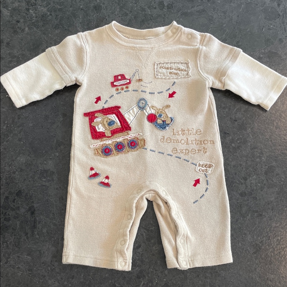 Vintage Construction Patchwork Baby Outfit